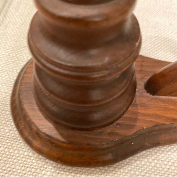 Vintage Wood Candle Holder with Finger Loop Rustic Primitive Farmhouse Decor - Picture 6 of 12